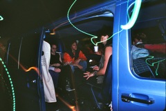 Dave, Tommy, Marc prepping for show in the van
