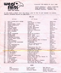 WEGL, Auburn U playlist 1986